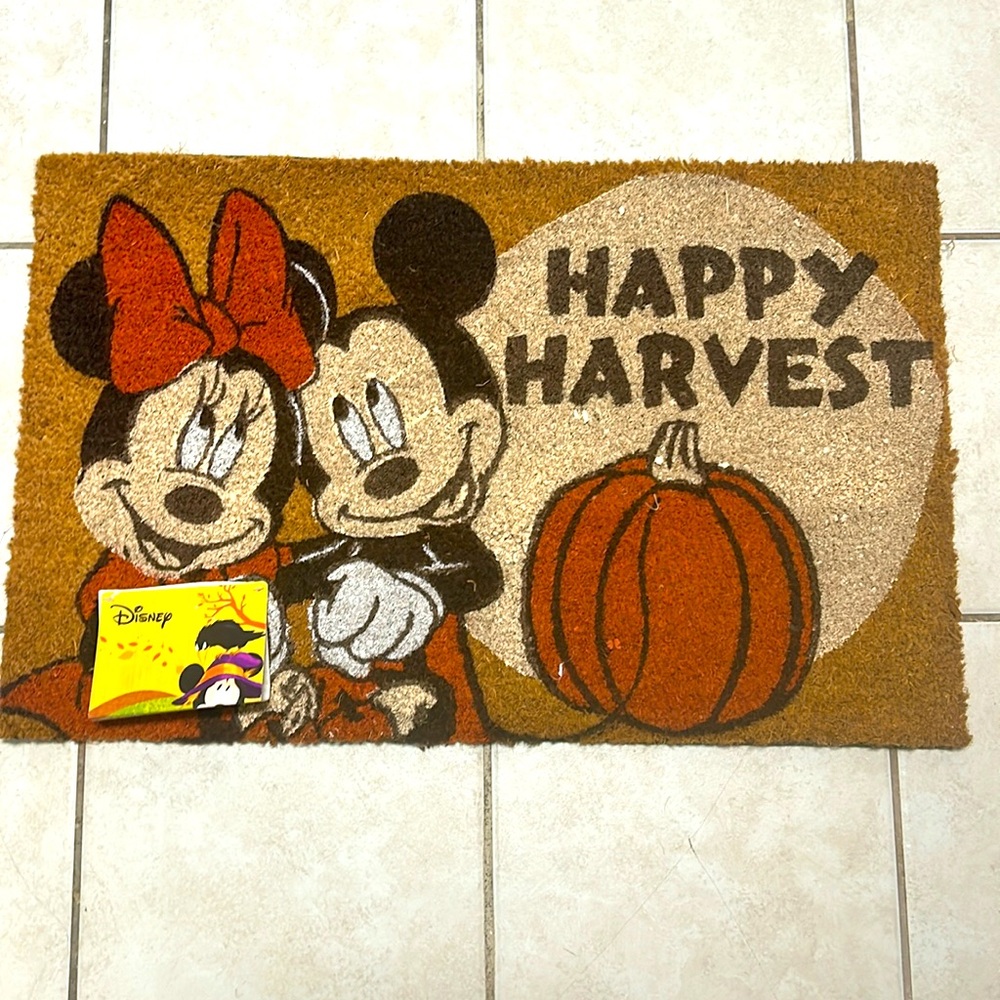 Happy Harvest Mickey and Minnie Door Mat